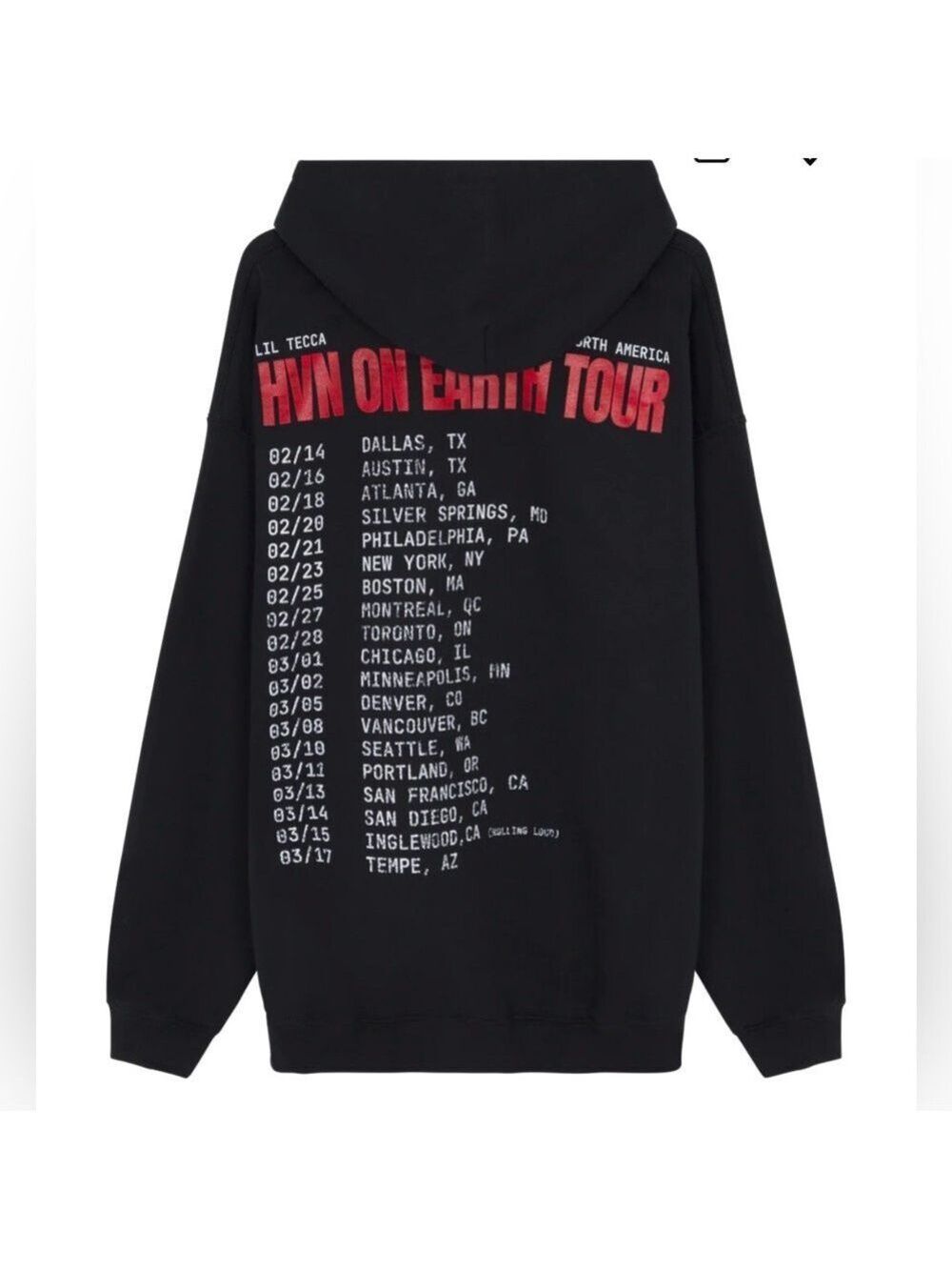 TEC Lil Tecca HVN on Earth North America 2024 Tour Black Hoodie - Picture 5 of 11